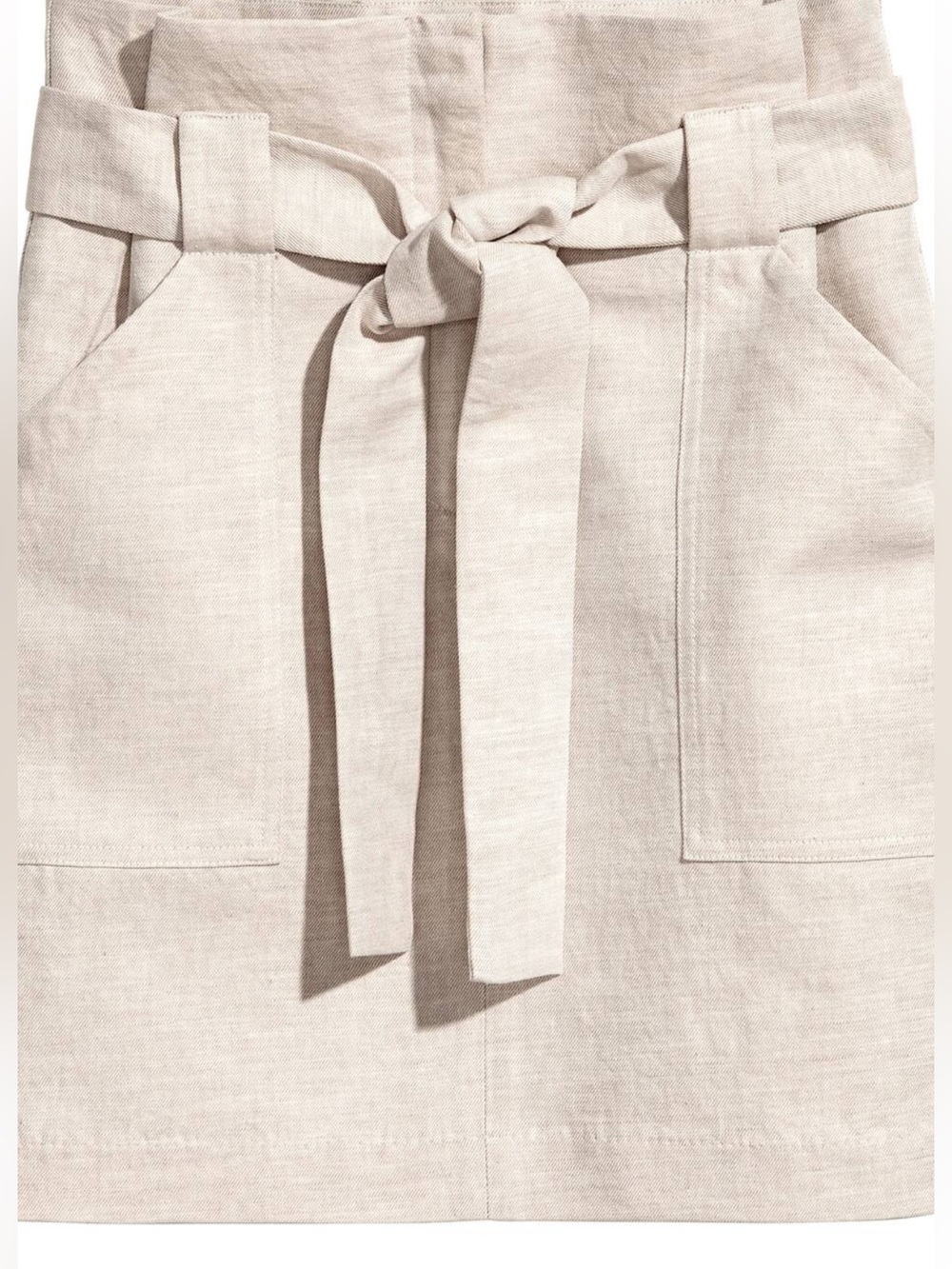 H&M Beige Tie-Waist Mini Skirt
